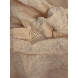 Company Store Premium Pink 100% Washed Linen Duvet Cover Buttons Quiet Luxury